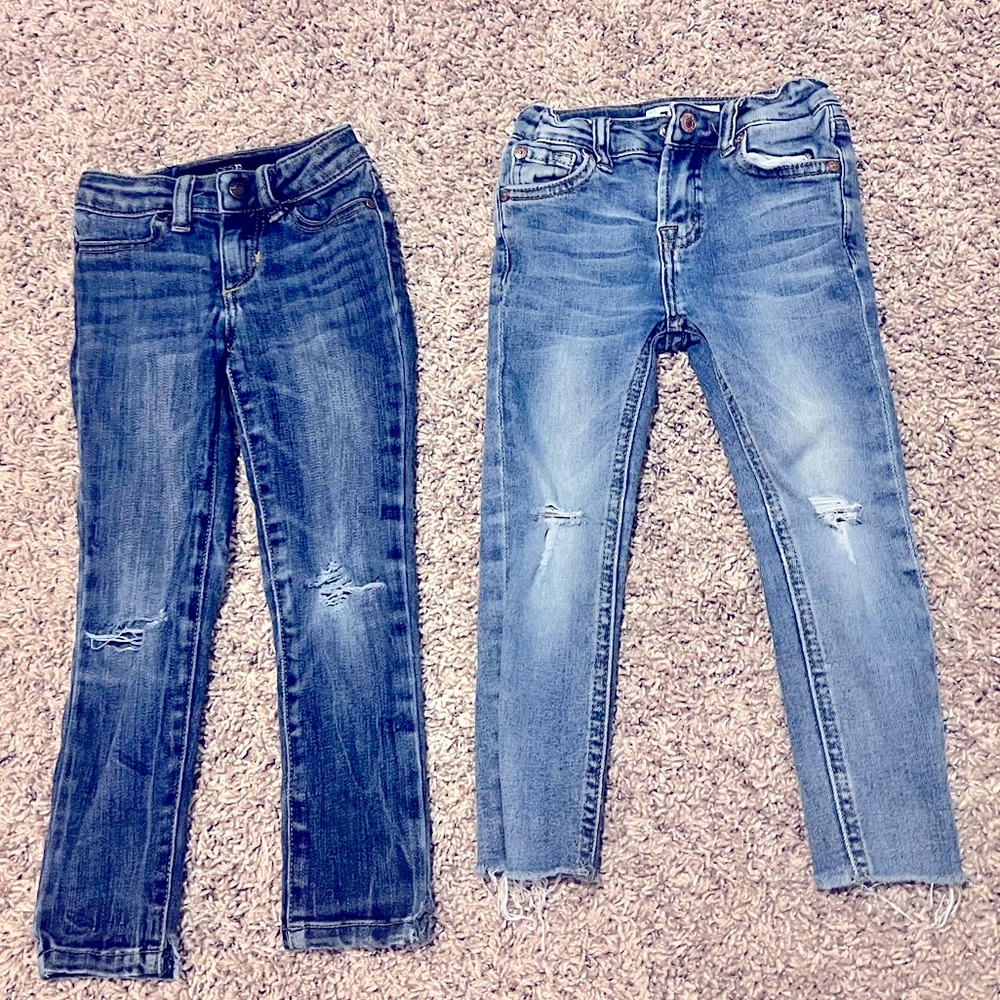 Little Girls size 4 7 for all mankind distressed jeans bundle